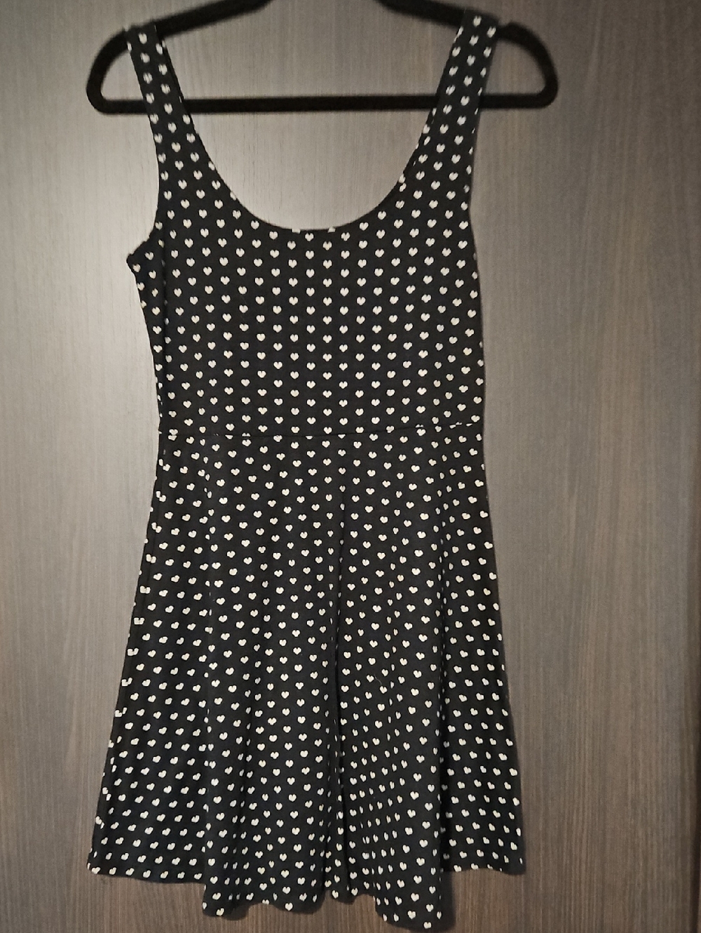 193. QED London Black Mini Dress with Heart Print
